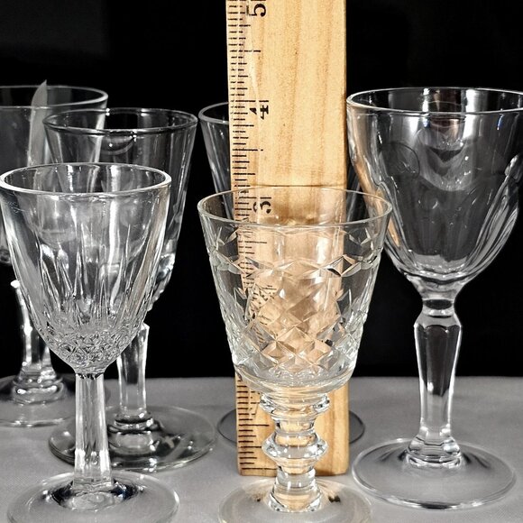 6 Mismatched Vintage Cocktail Glasses Etched Floral romantic dinner drinks party - Picture 10 of 10